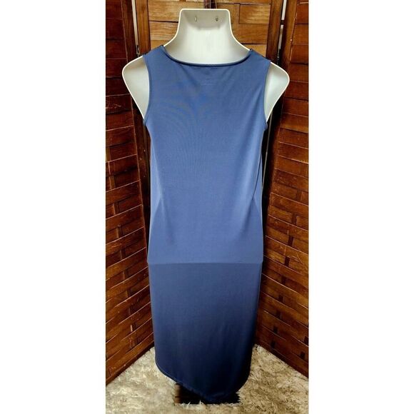 Cuddl Duds Silky Tank Dress Asymmetrical Overlay Vintage Indigo Small A394195 - Picture 4 of 4